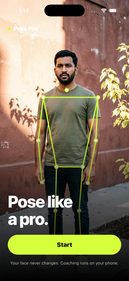 Pose Pro app welcome screen